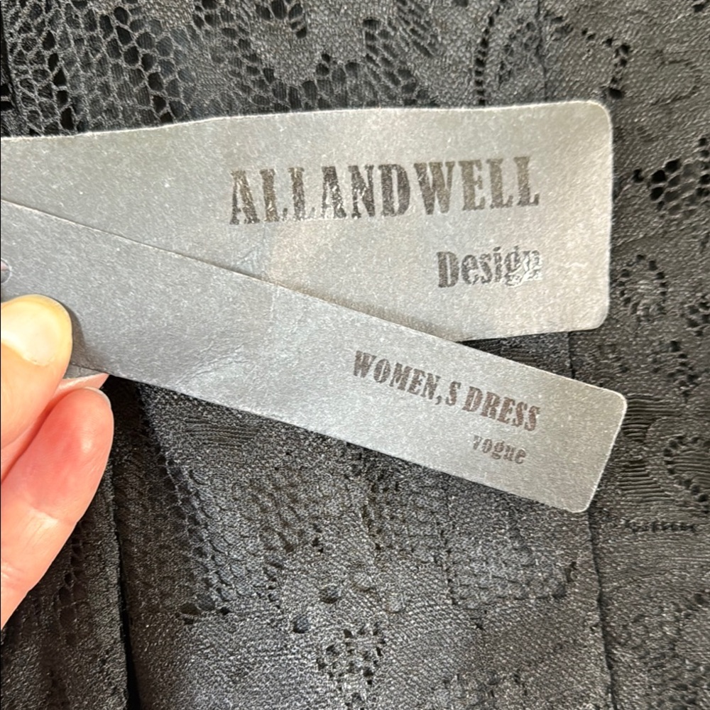 ALLANDWELL Dress Black Lace Midi Sleeveless High Low in Size XL NWT - Picture 15 of 15